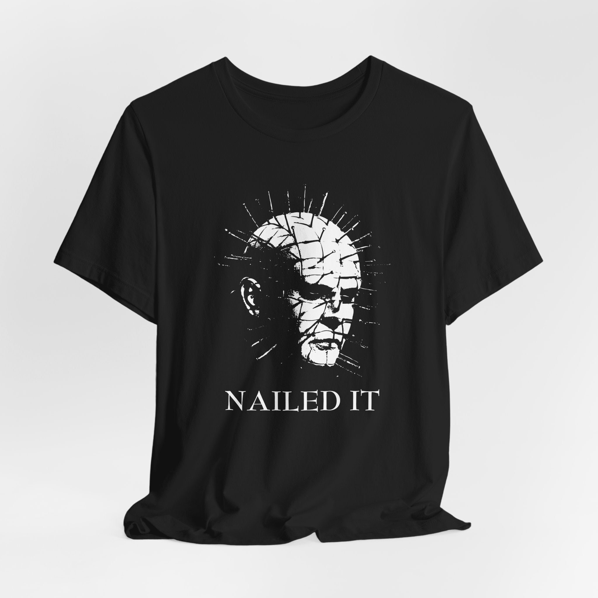 Horror Graphic Tee  'Nailed It' Pinhead Design