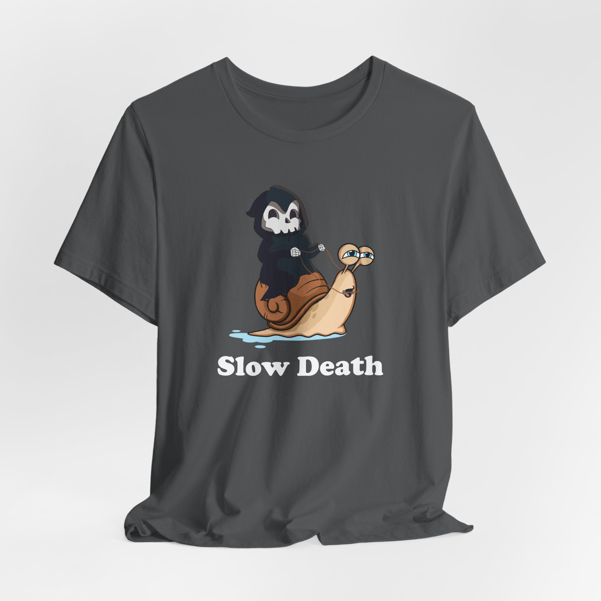 Slow Death Snail Tee — Cute Grim Reaper Graphic T‑Shirt