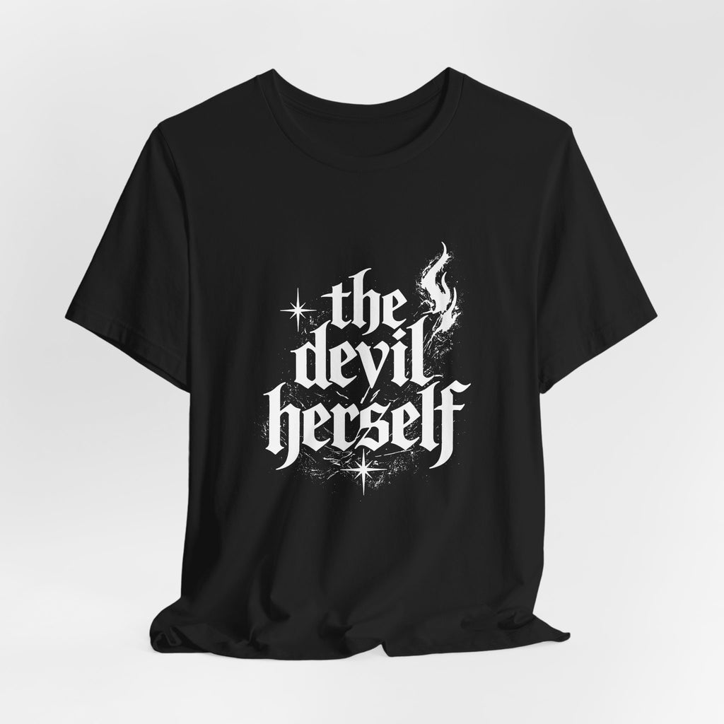 The Devil Herself Shirt, Gothic T-Shirt Women, Witchy Graphic Tee, Dark Aesthetic Shirt, Alternative Goth Clothing, Edgy Black Tee