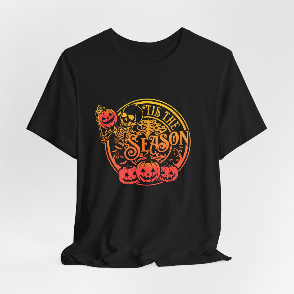 Halloween 'Tis The Season' T-Shirt  Pumpkin & Skull Fall Graphic Tee