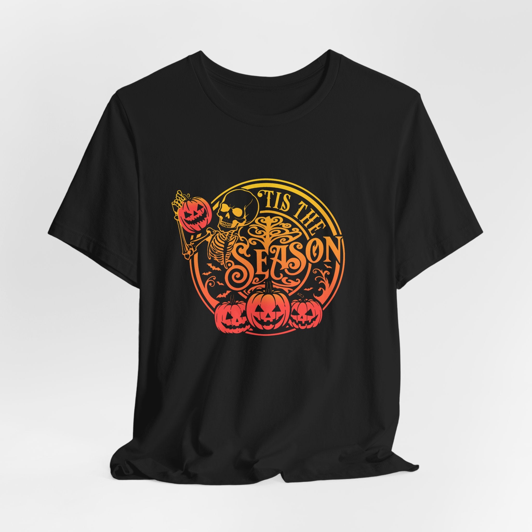 Halloween 'Tis The Season' T-Shirt  Pumpkin & Skull Fall Graphic Tee