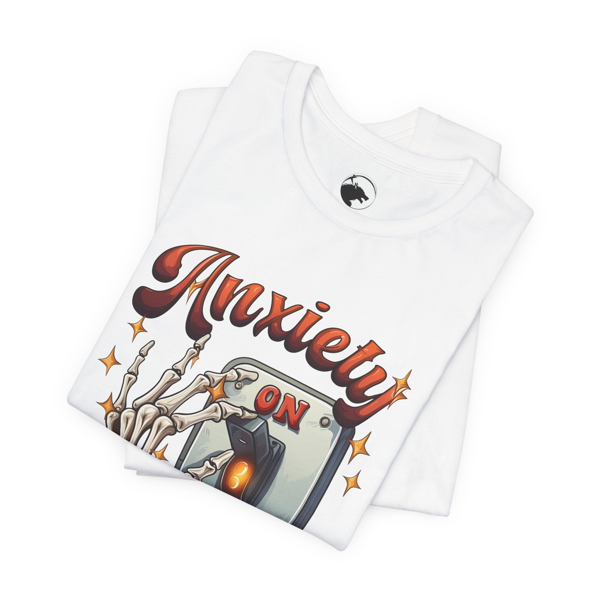 Anxiety On/Off Graphic Tee — Retro Skeleton Light Switch T-Shirt