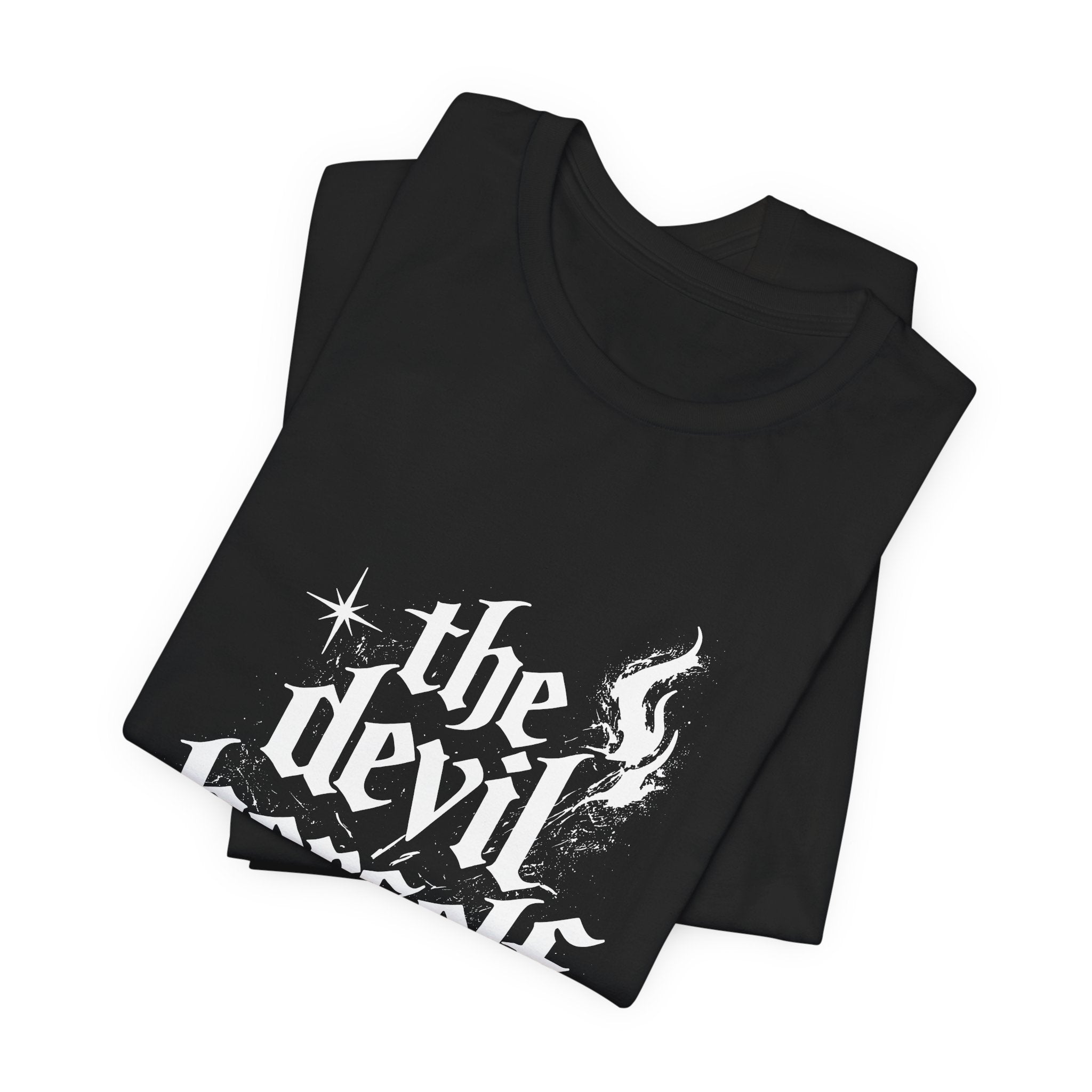 The Devil Herself Shirt, Gothic T-Shirt Women, Witchy Graphic Tee, Dark Aesthetic Shirt, Alternative Goth Clothing, Edgy Black Tee