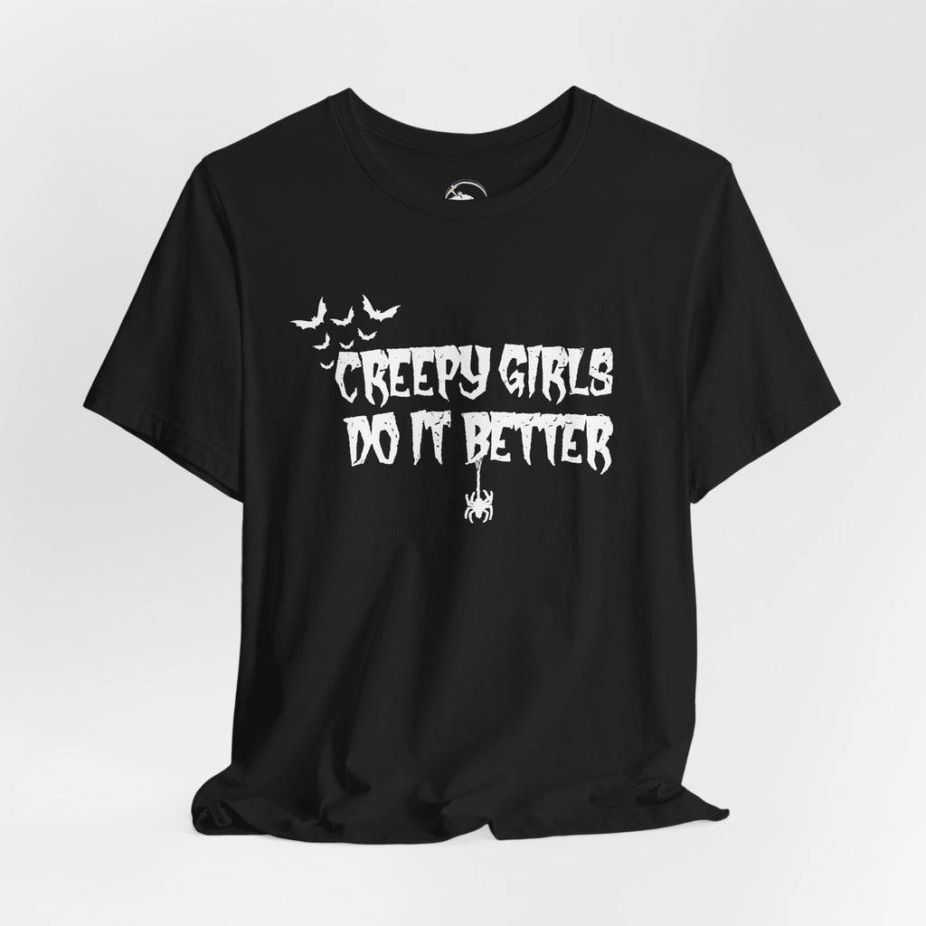 Creepy Girls Do It Better T-Shirt  Gothic Halloween Tee with Bats & Spider