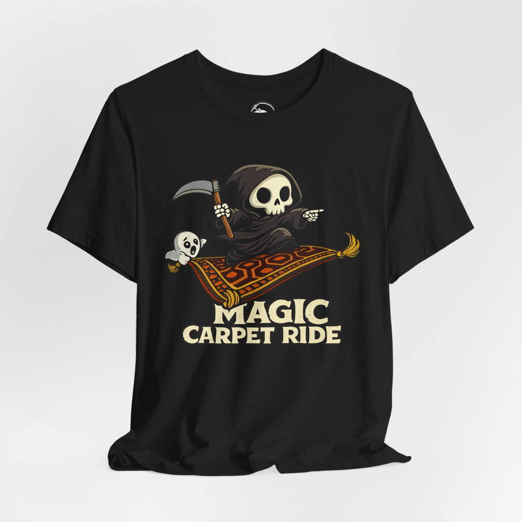 Magic Carpet Ride Grim Reaper Shirt draped front view