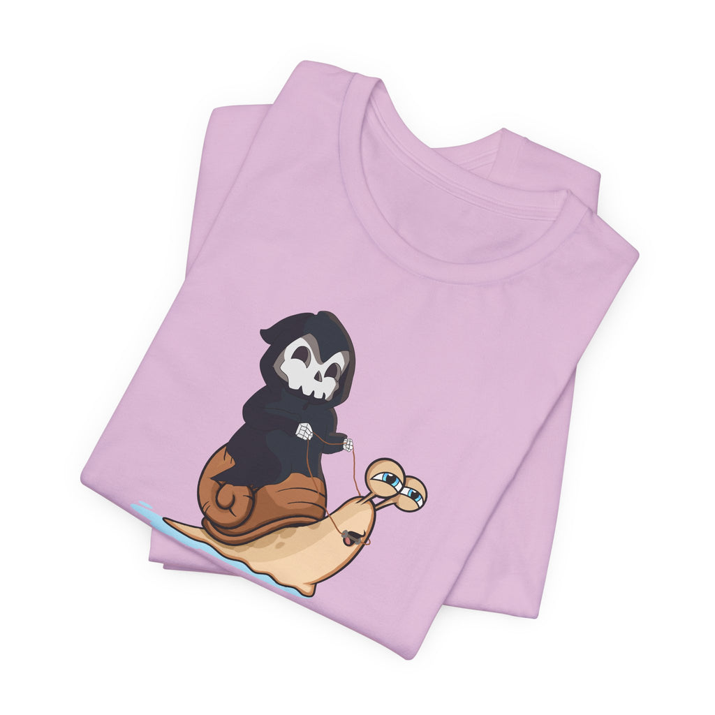 Slow Death Snail Tee — Cute Grim Reaper Graphic T‑Shirt