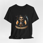 Just Waiting for Halloween Grim Reaper Shirt draped front view