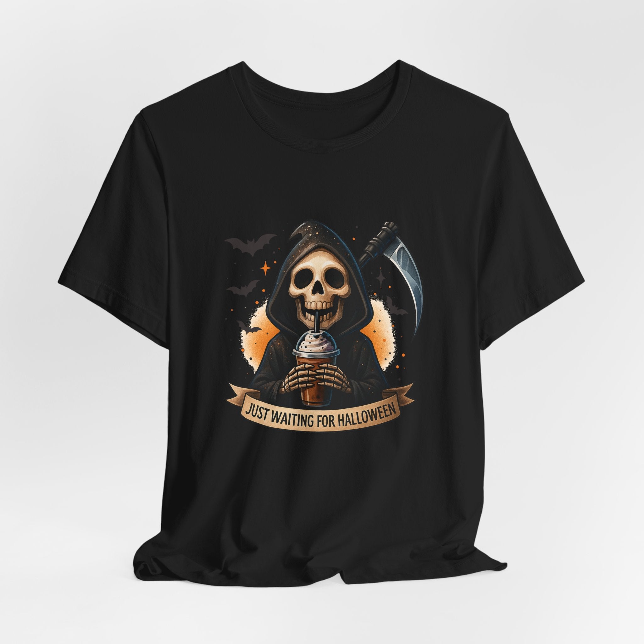 Halloween Grim Reaper Tee — "Just Waiting for Halloween" Graphic T‑Shirt
