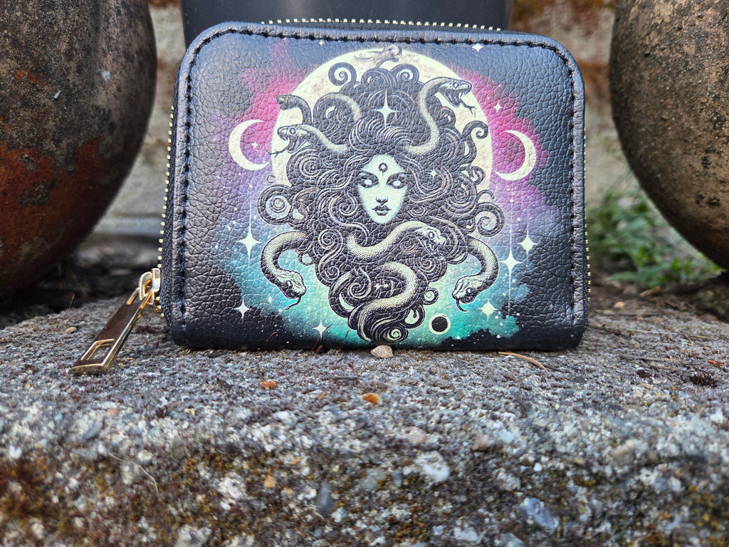 Celestial Moon Bifold Zipper Wallet alternate exterior front view