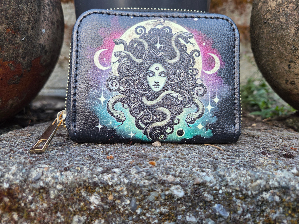 Celestial Moon Bifold Zipper Wallet alternate exterior front view