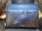 Black Crow Bifold Zipper Wallet exterior front view