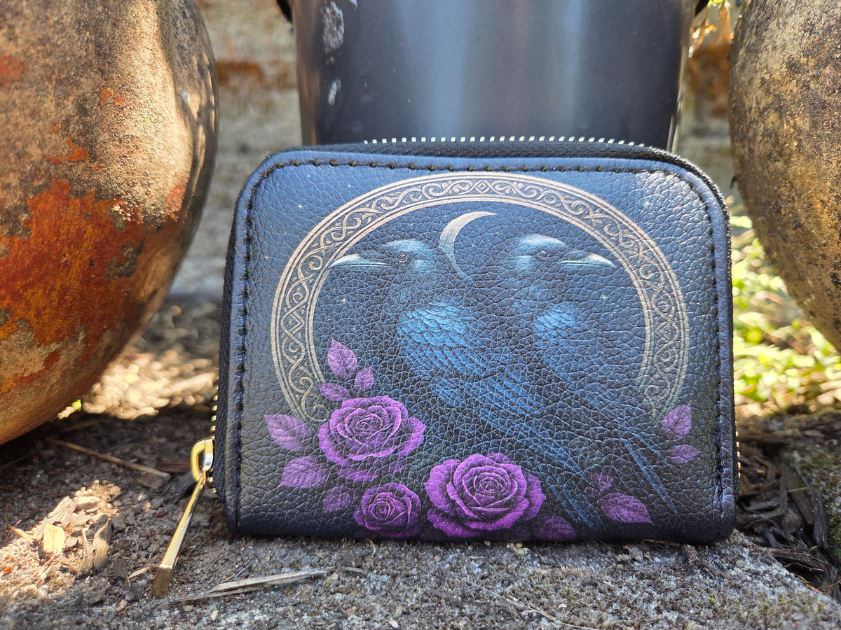 Twin Crows & Crescent Bifold Zipper Wallet alternate exterior front view