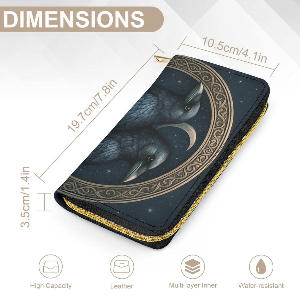 Twin Crows Crescent Leather Wallet