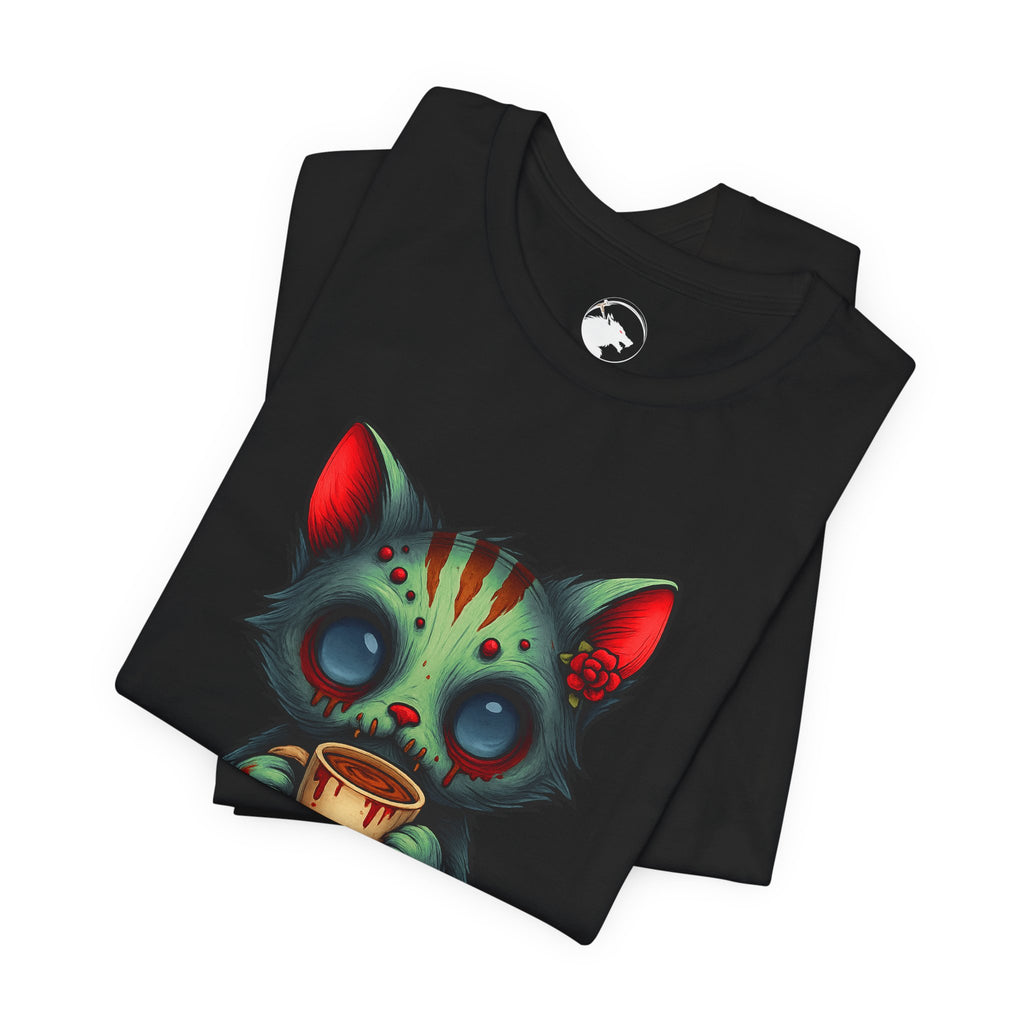 Cat Skull Tee — "Not Today, Mortals" Gothic Cat Graphic Shirt
