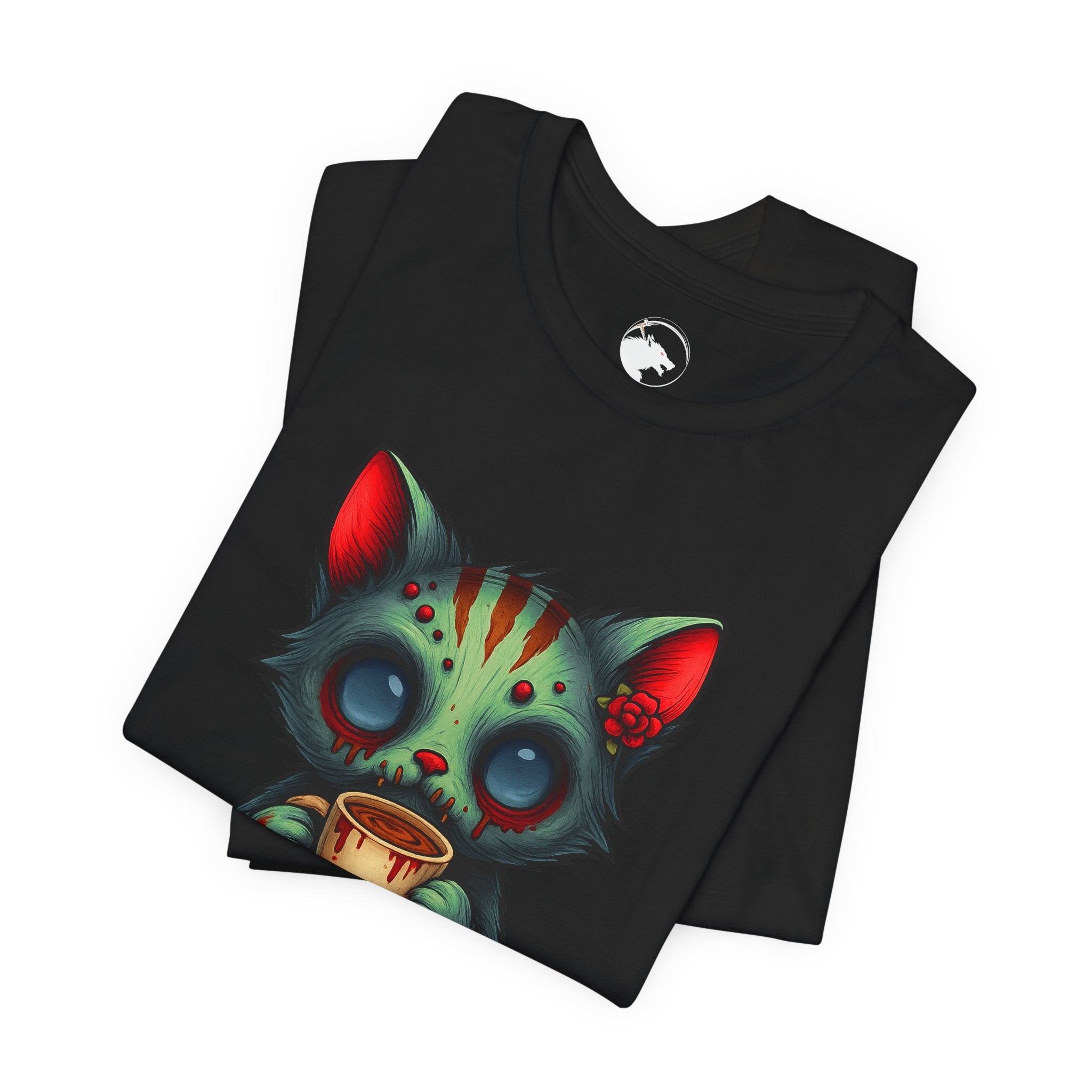 Cat Skull Tee — "Not Today, Mortals" Gothic Cat Graphic Shirt