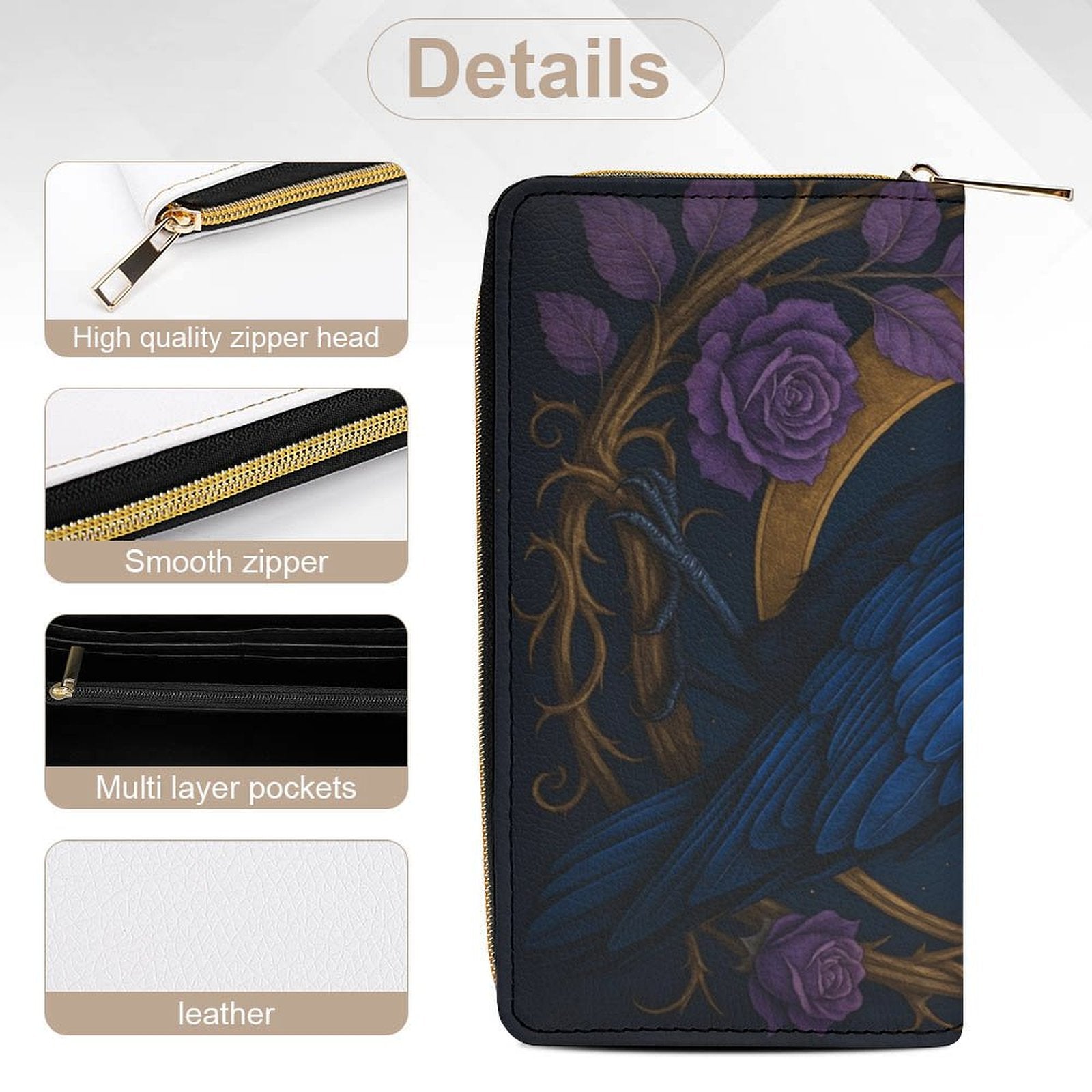Moonlit Crow Leather Wallet