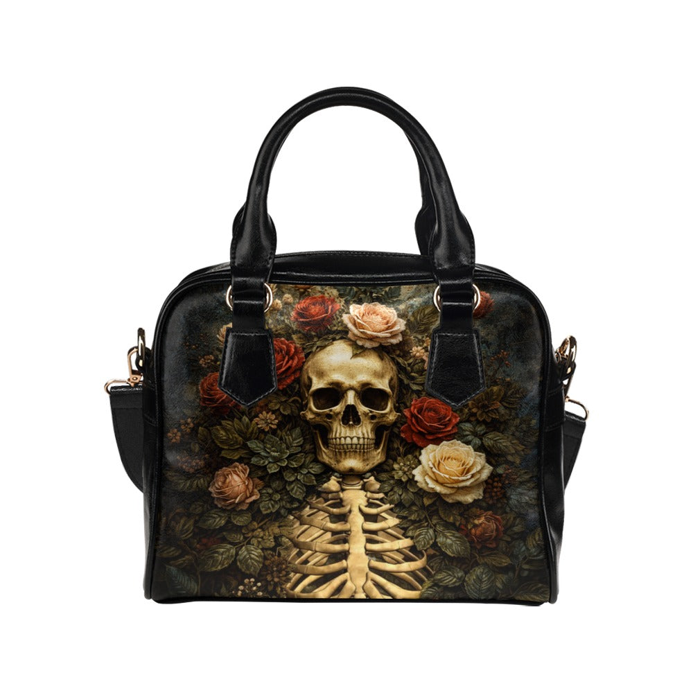 Skeleton Flowers Shoulder Handbag