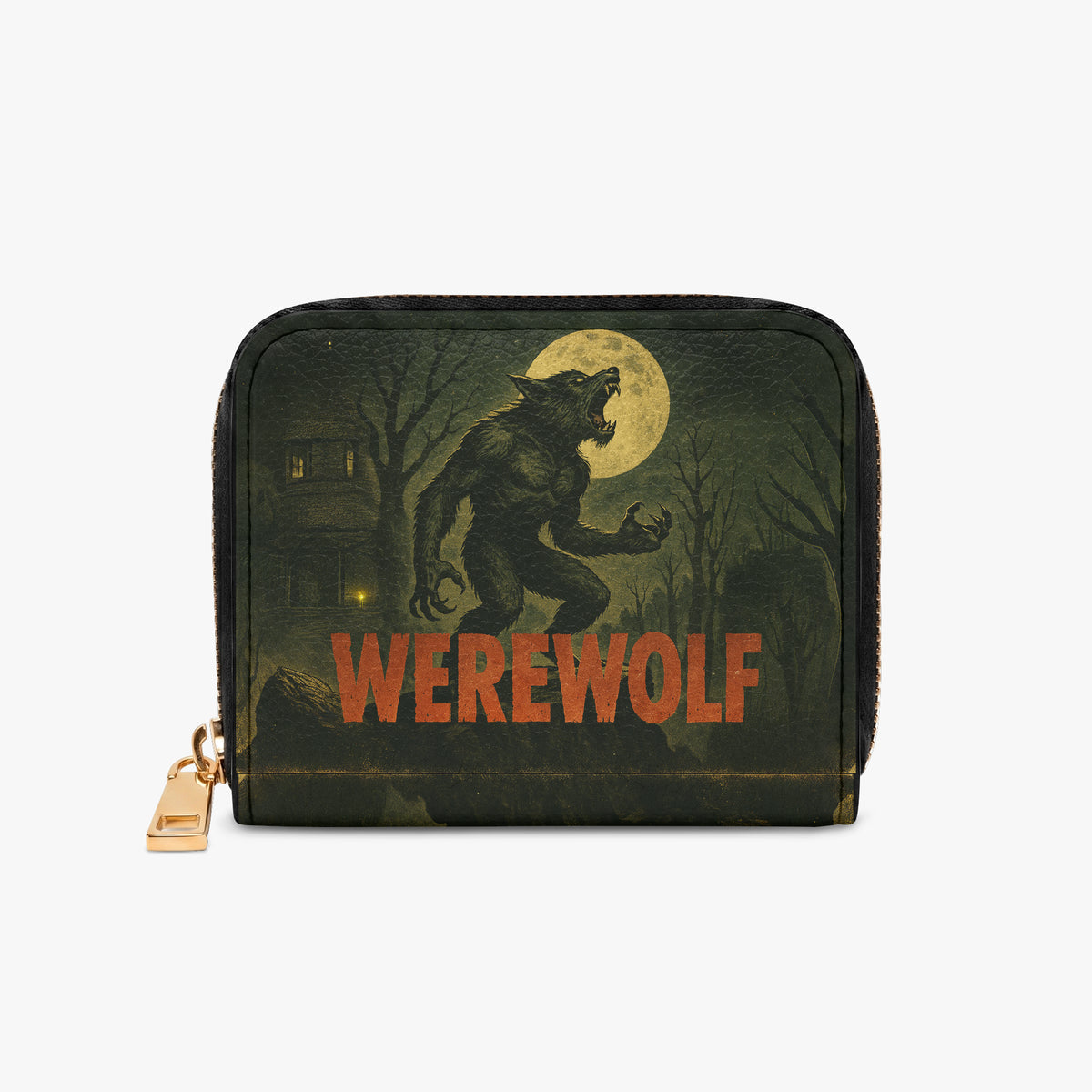 Moonlit Werewolf Bifold Zipper Wallet alternate exterior front view