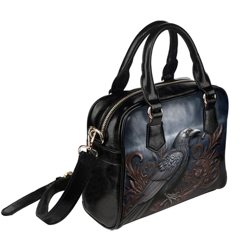 Black Crow Shoulder Handbag
