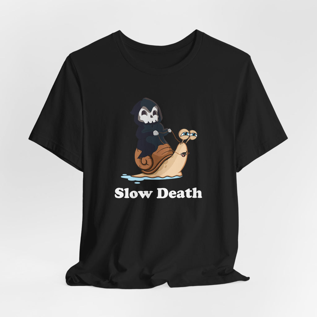Slow Death Snail Tee — Cute Grim Reaper Graphic T‑Shirt