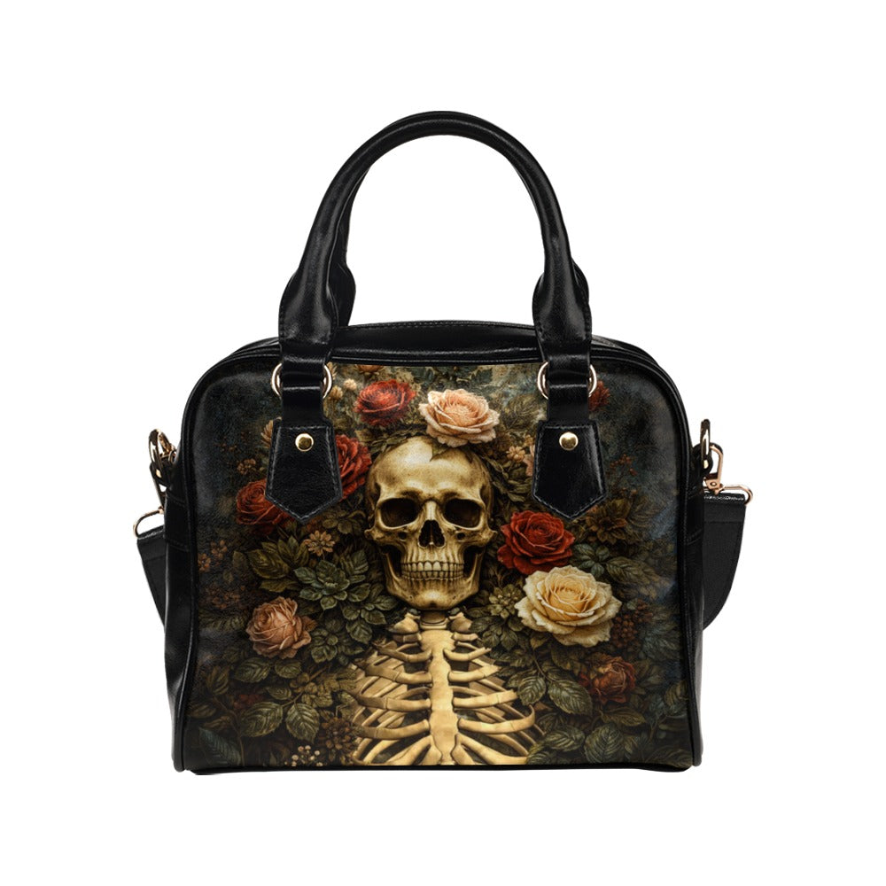 Skeleton Flowers Shoulder Handbag