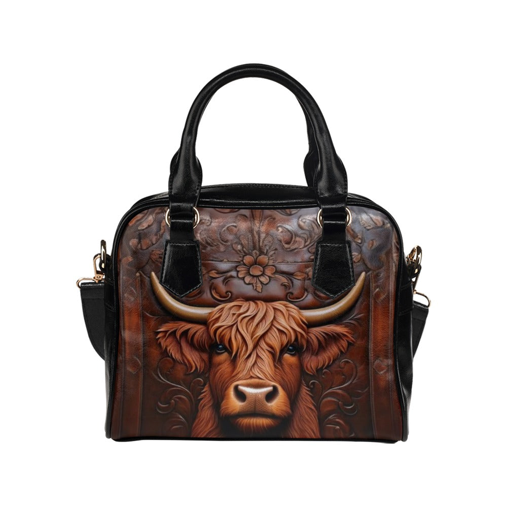 Brown Cow Shoulder Handbag