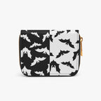 Black & White Bat Swarm Bifold Zipper Wallet alternate exterior reverse view