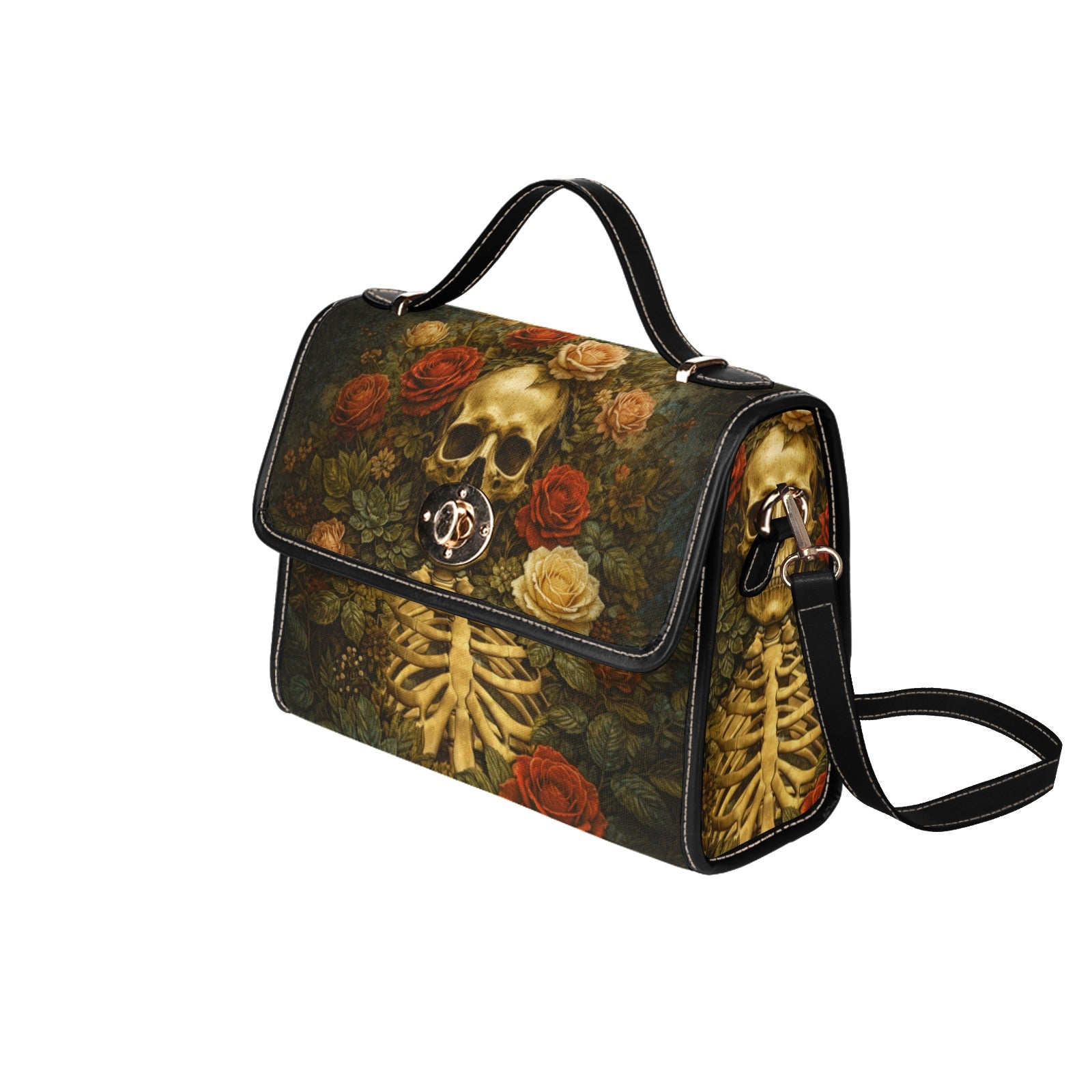 Skeleton Flowers Canvas Bag