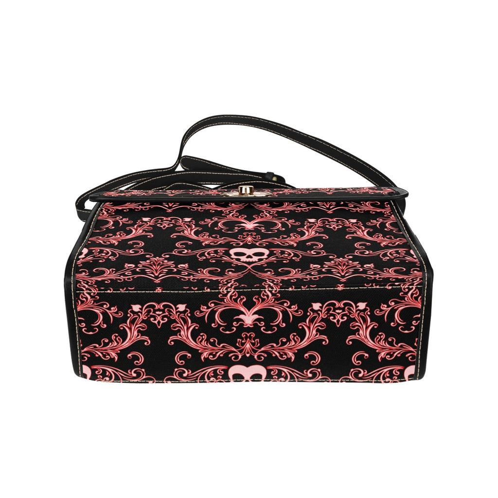 Red Skull Damask Canvas Bag
