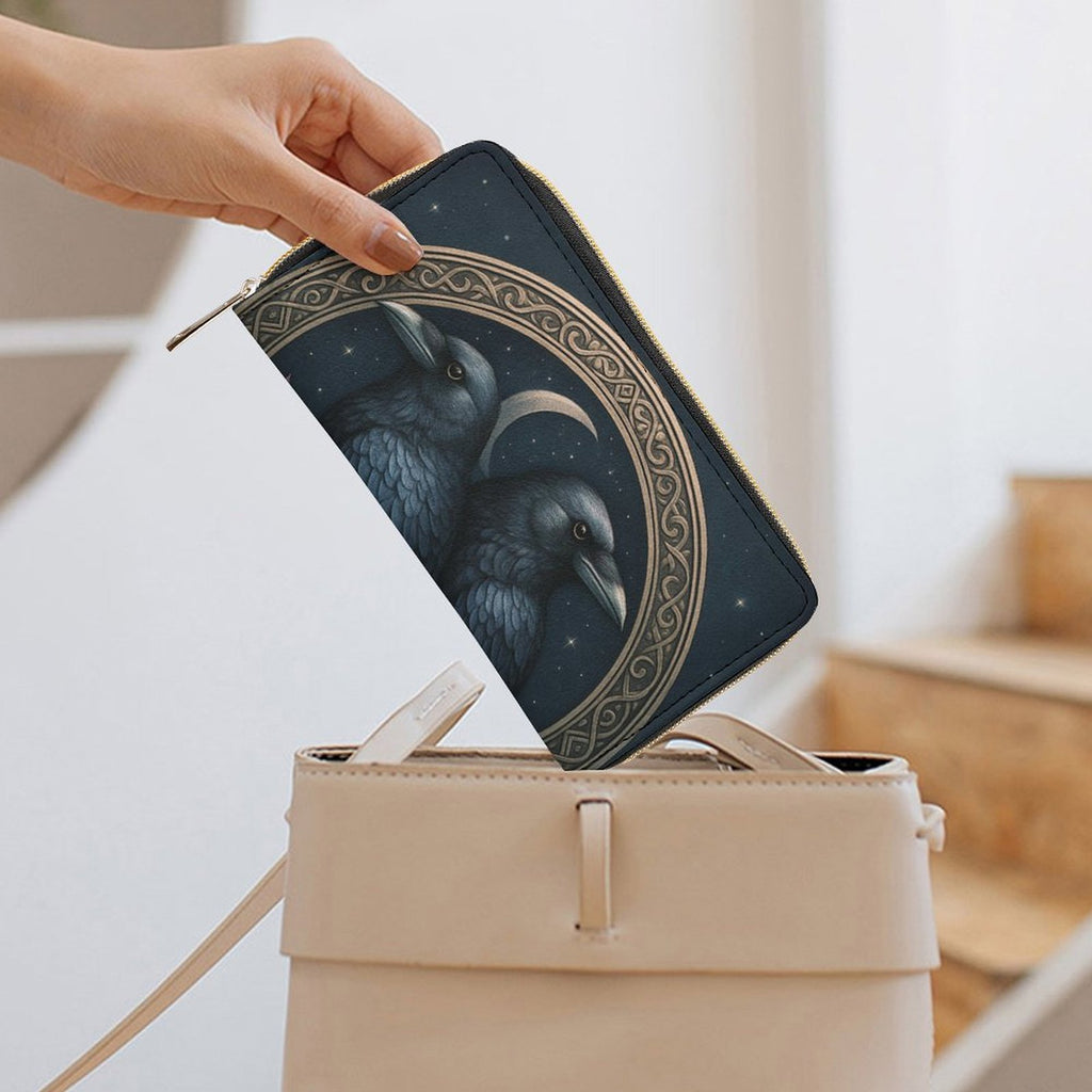 Twin Crows Crescent Leather Wallet