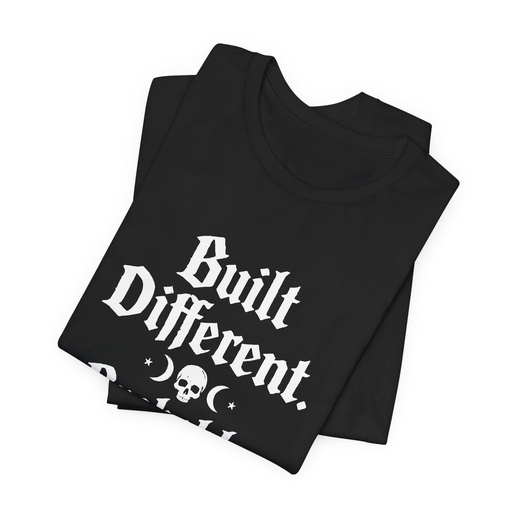 Built Different Probably Cursed Shirt, Sarcastic Goth Tee, Dark Humor Graphic T-shirt, Alt Aesthetic Clothing, Edgy Witchy Shirt, Goth Gift