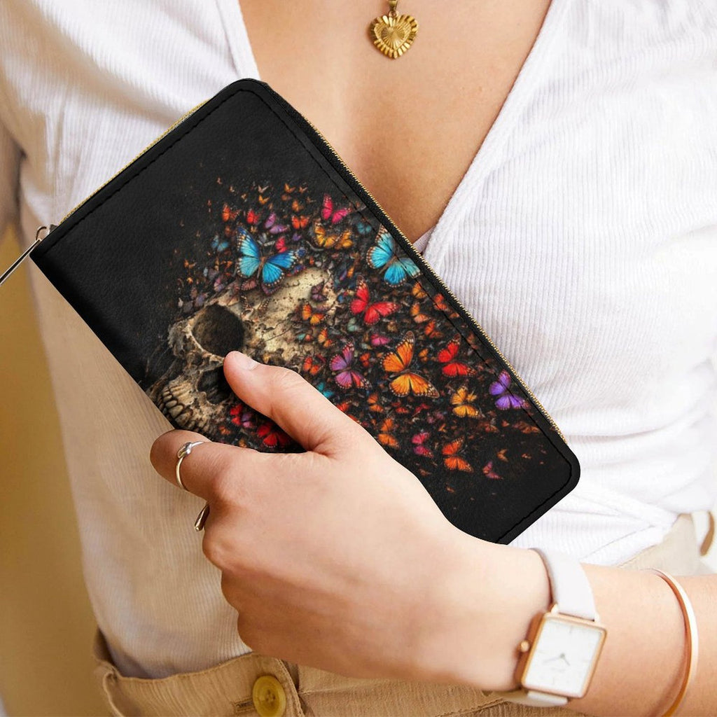 Skull Butterfly Leather Wallet
