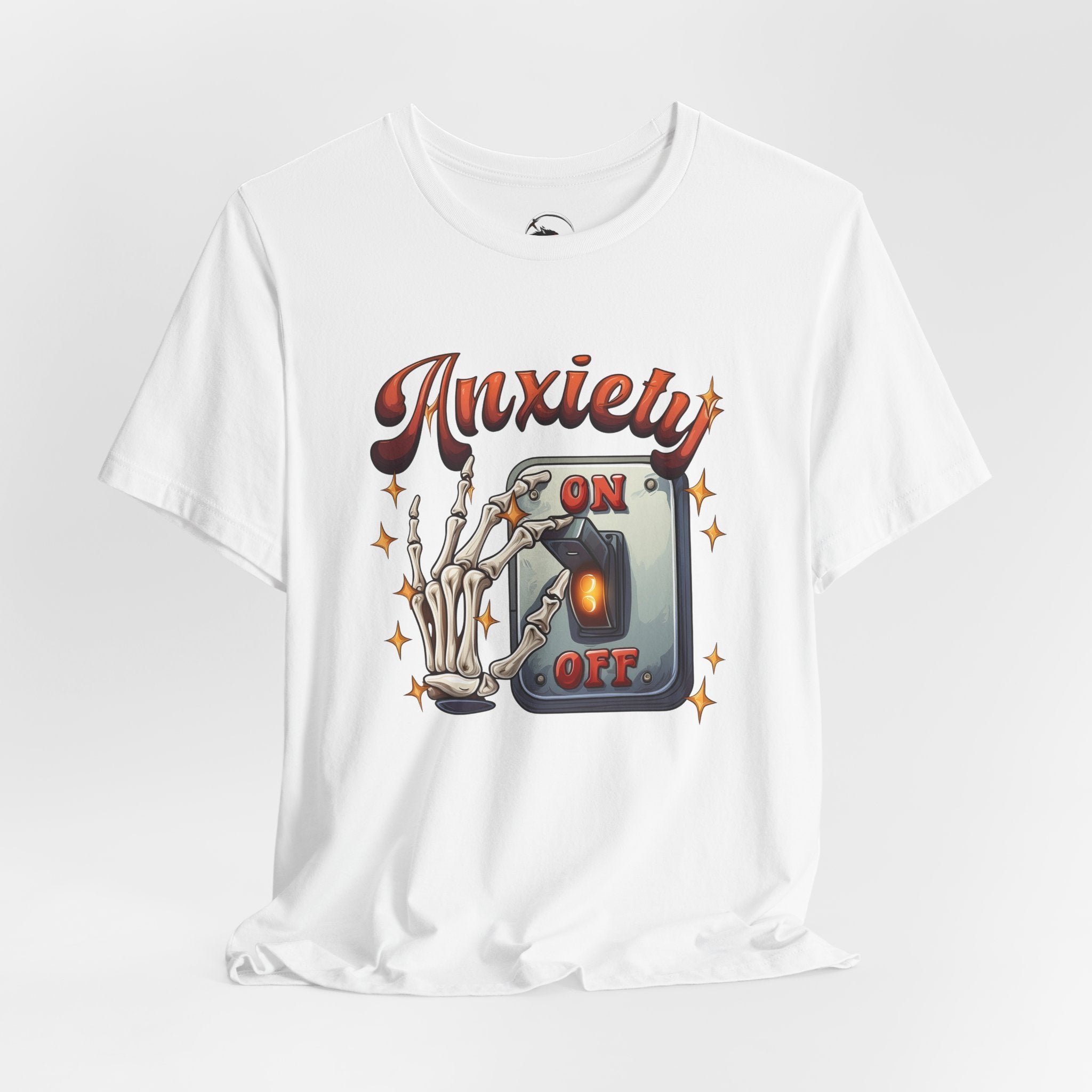 Anxiety On/Off Graphic Tee — Retro Skeleton Light Switch T-Shirt