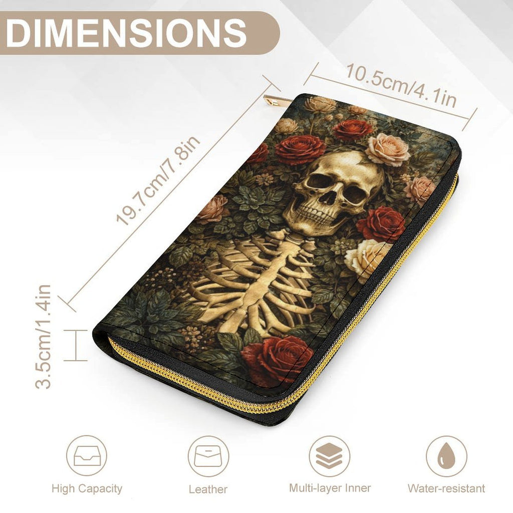 Skeleton Roses Leather Wallet