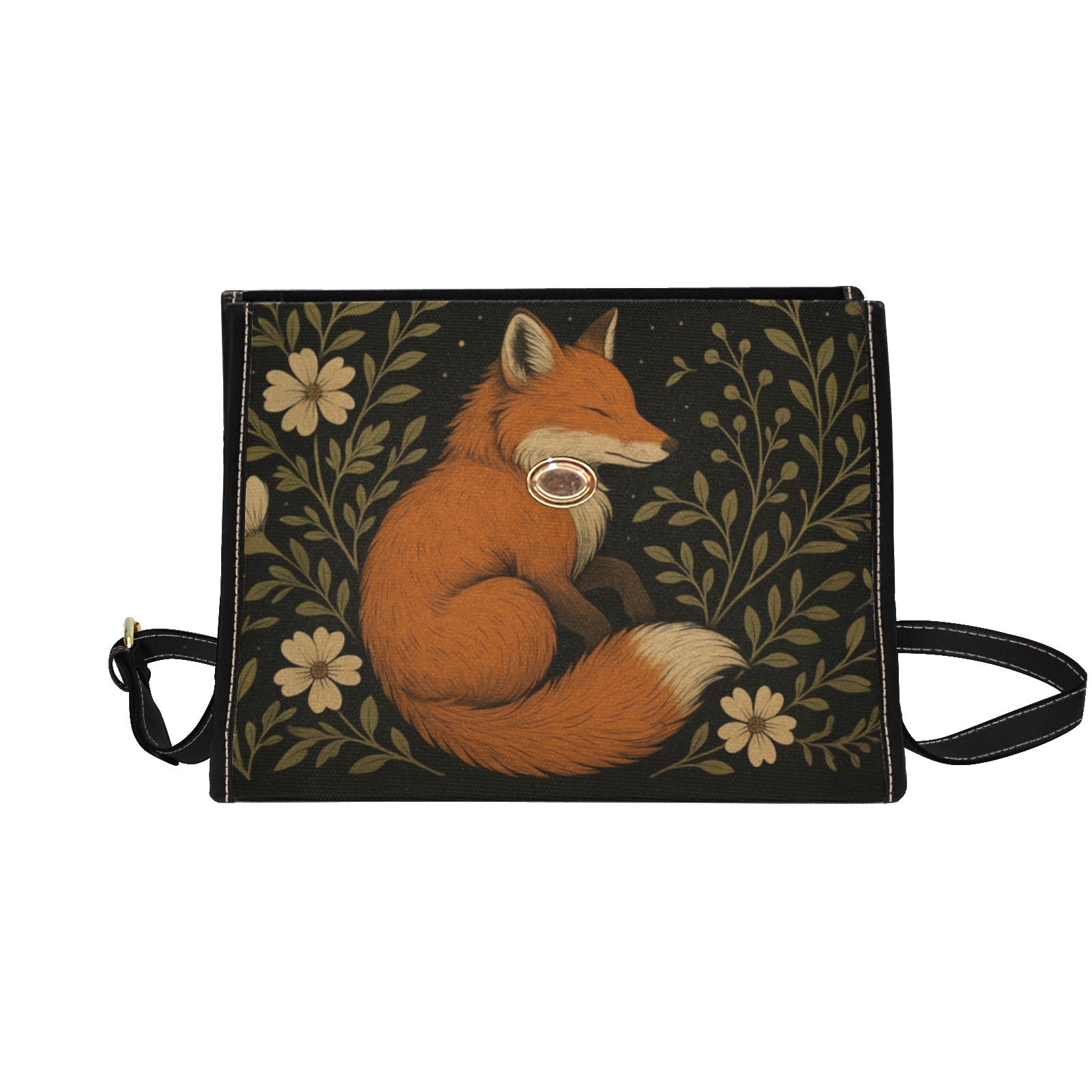 Retro Fox Forest Canvas Bag