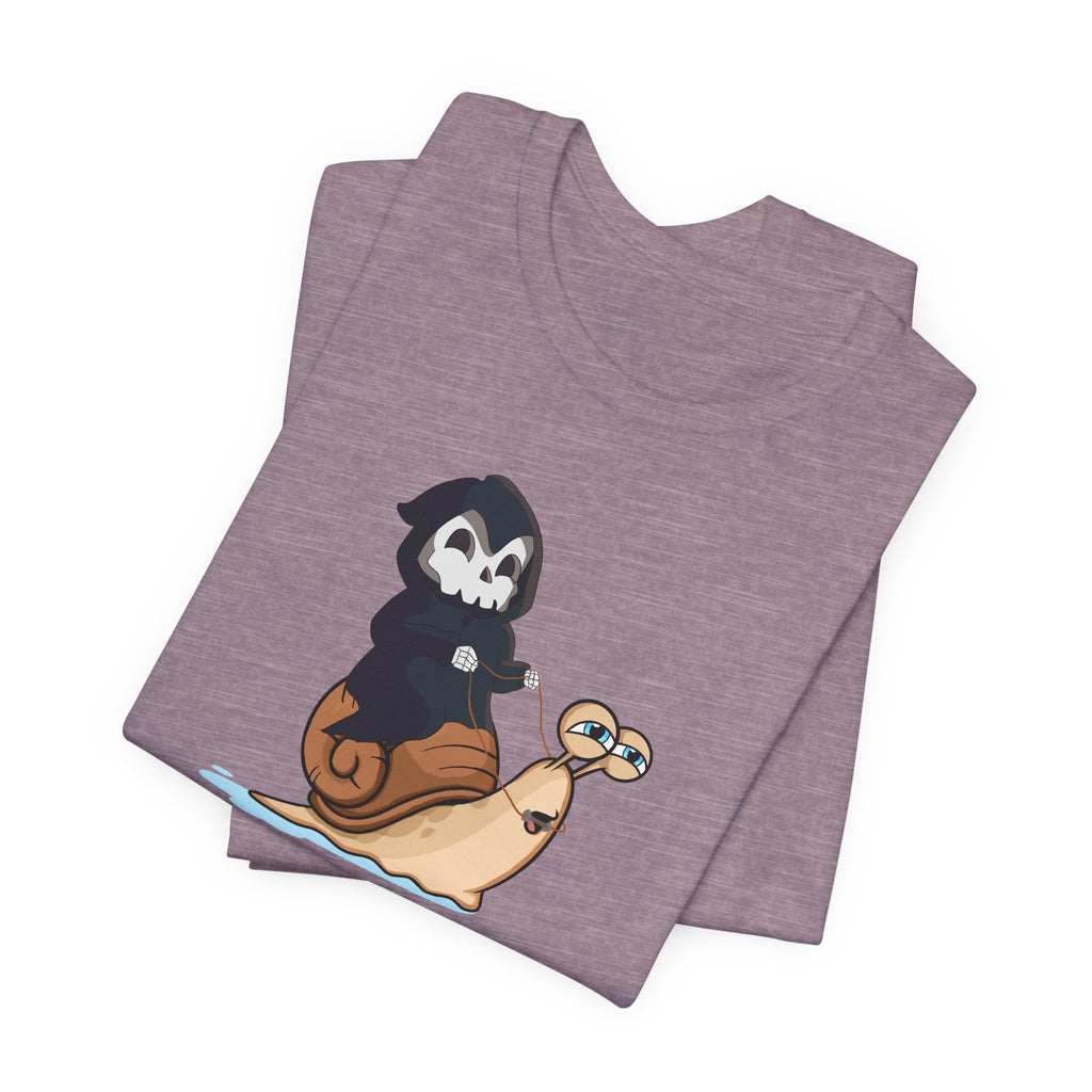Slow Death Snail Tee — Cute Grim Reaper Graphic T‑Shirt
