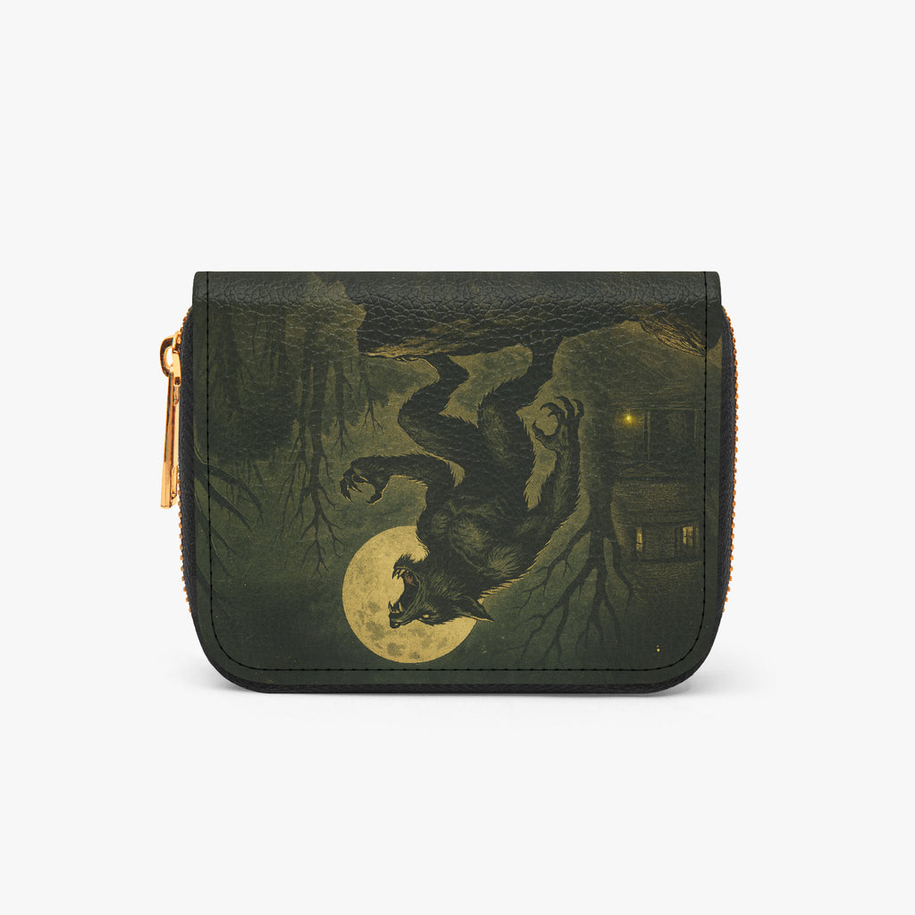 Moonlit Werewolf Bifold Zipper Wallet exterior reverse view