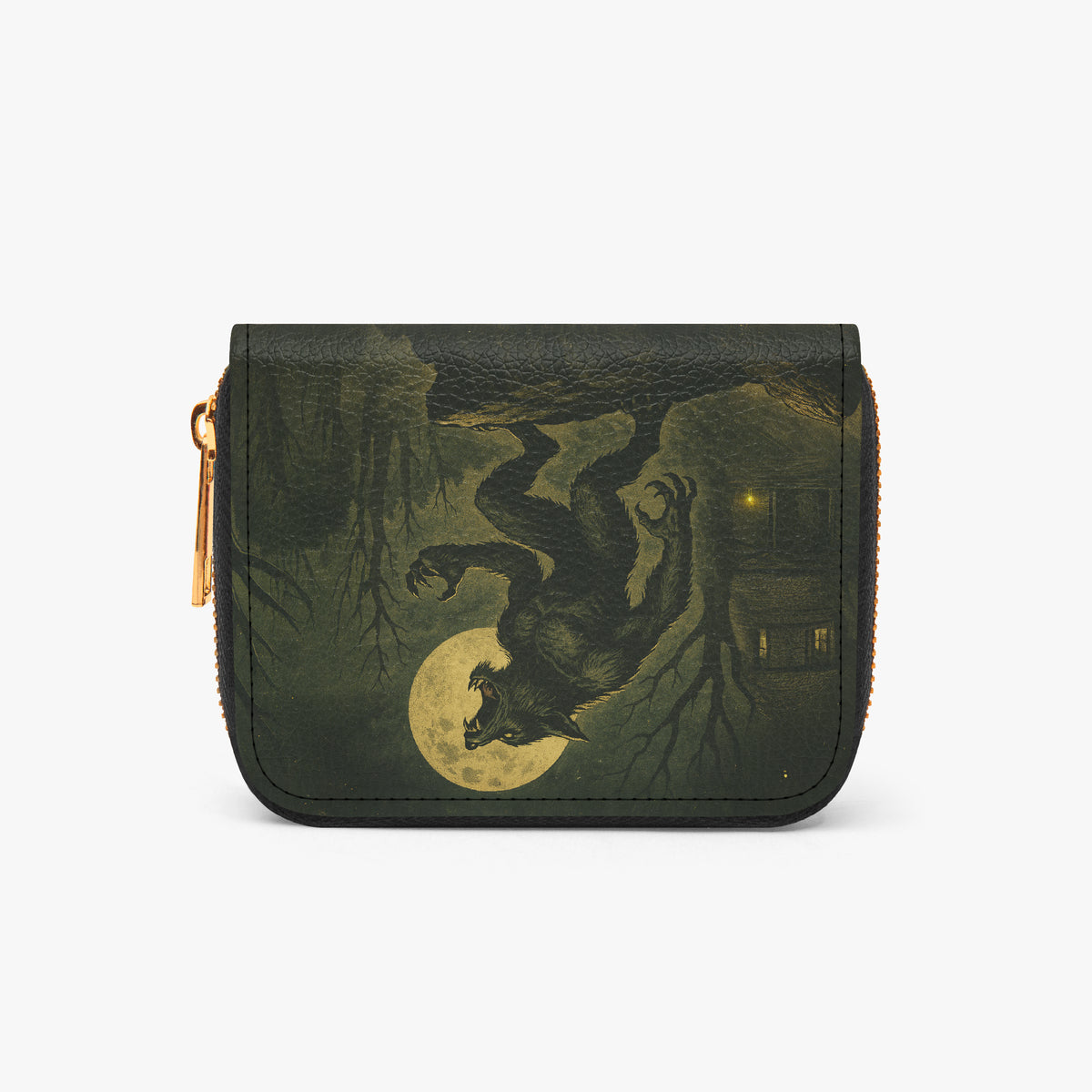 Moonlit Werewolf Bifold Zipper Wallet exterior reverse view