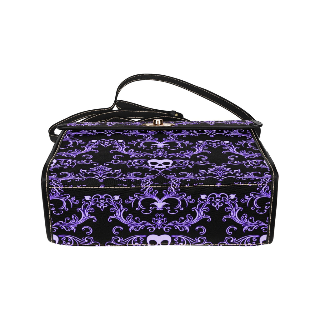 Purple Skull Damask Canvas Bag