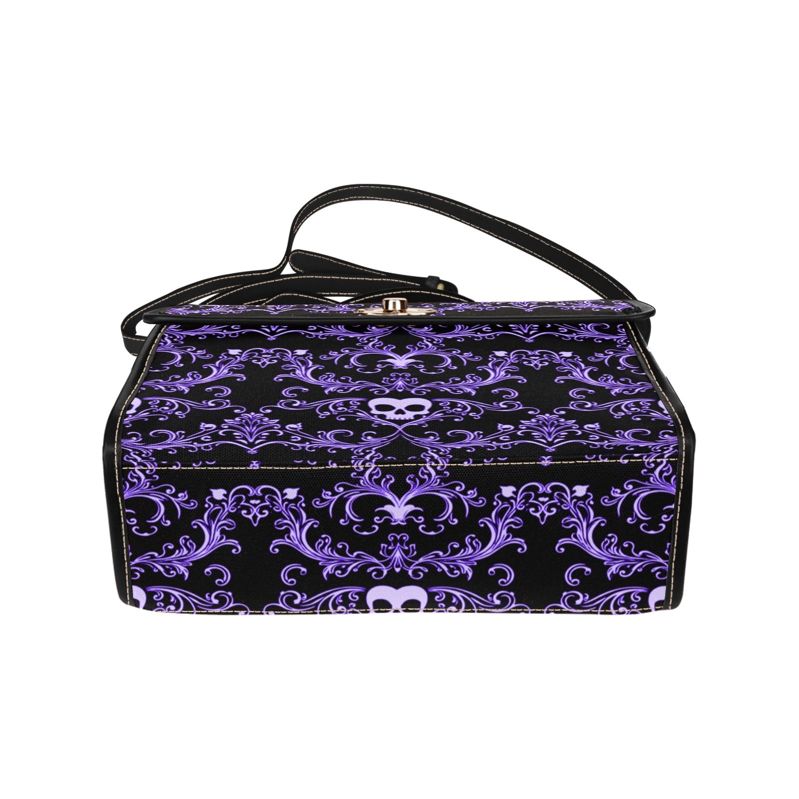 Purple Skull Damask Canvas Bag