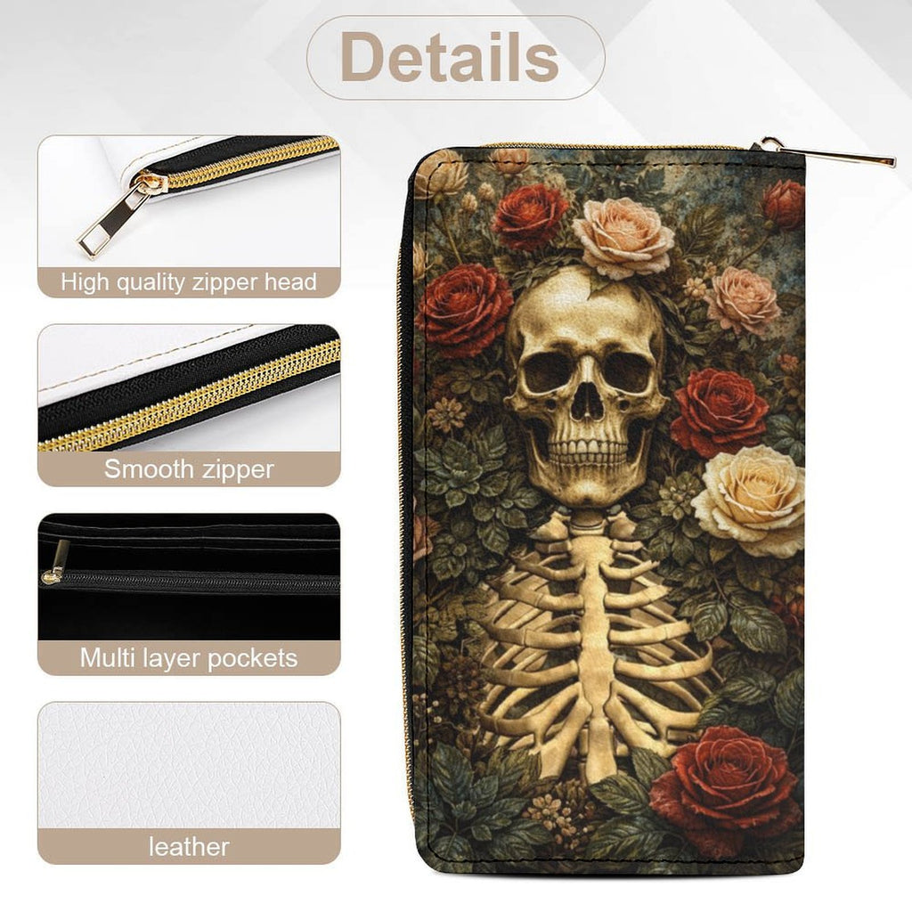Skeleton Roses Leather Wallet