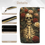 Skeleton Roses Wallet zipper and material detail views