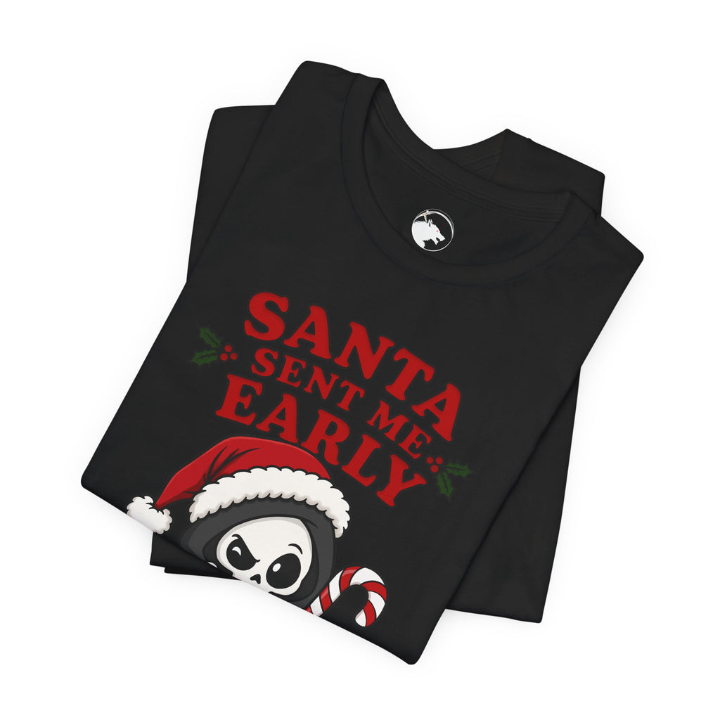 Santa Sent Me Early Grim Reaper Shirt folded front view