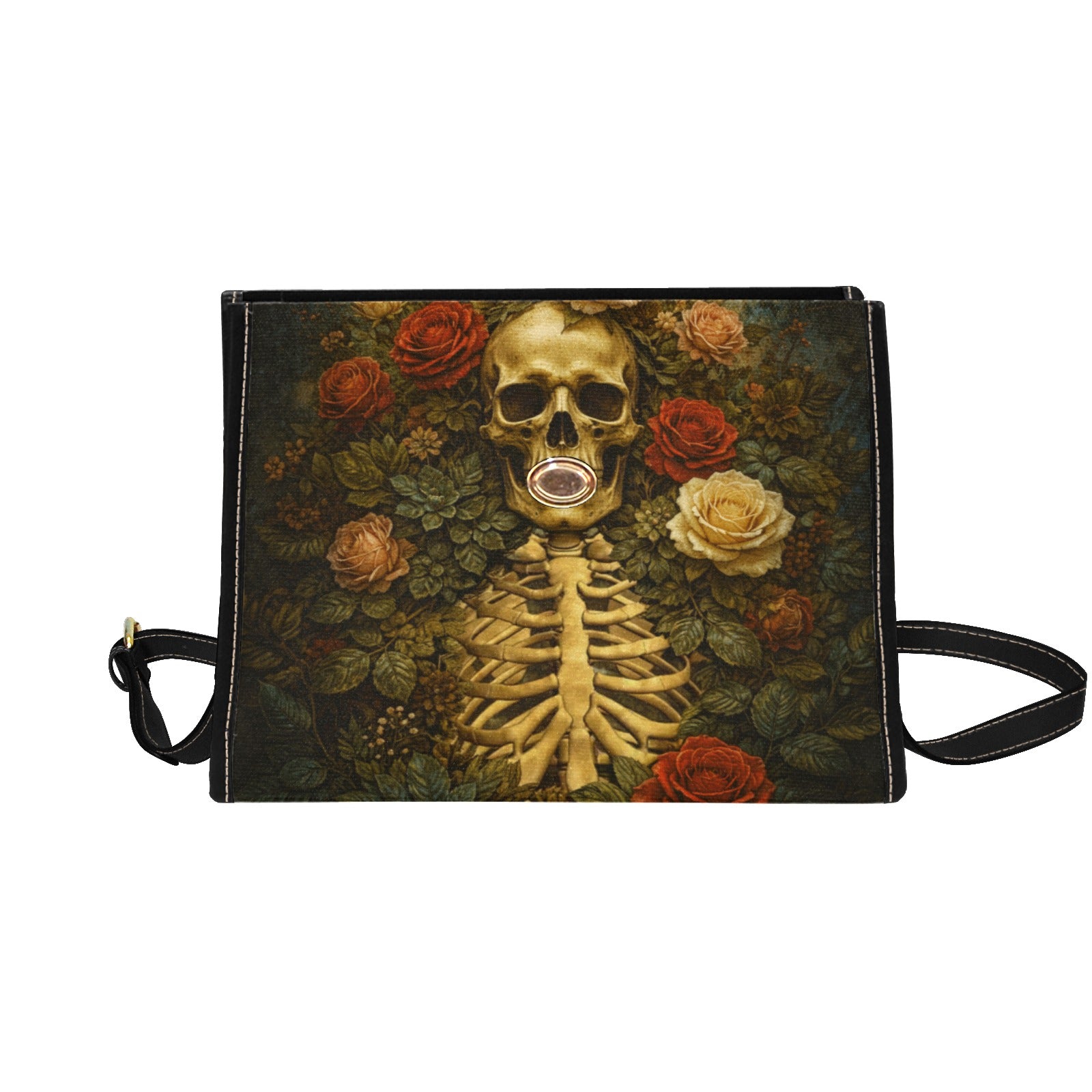 Skeleton Flowers Canvas Bag