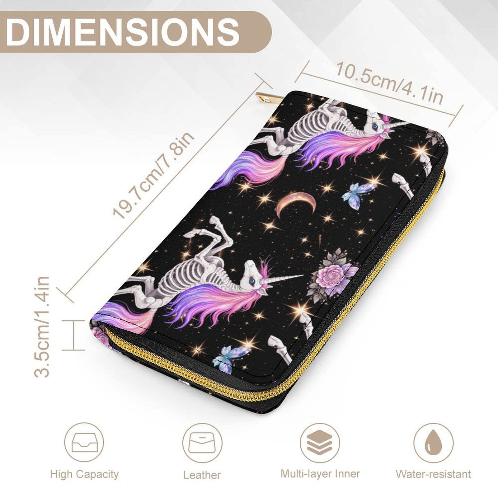 Skeleton Unicorn Leather Wallet