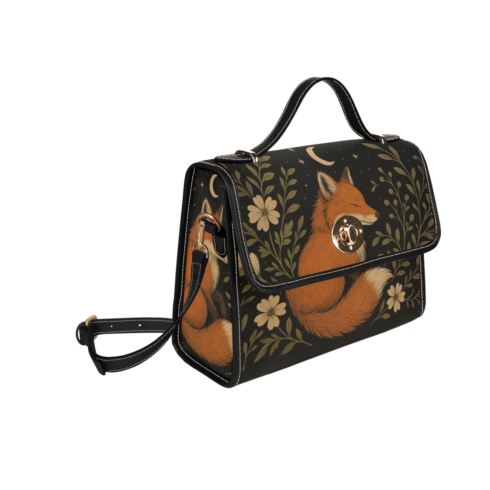 Retro Fox Forest Canvas Bag