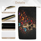 Skull Butterfly Wallet zipper and material detail views