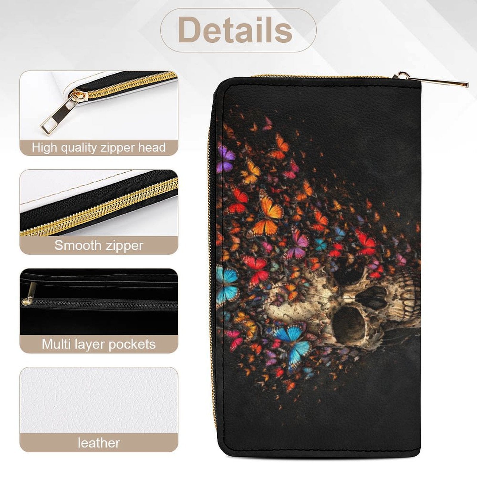 Skull Butterfly Leather Wallet