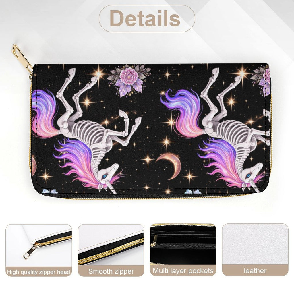 Skeleton Unicorn Leather Wallet