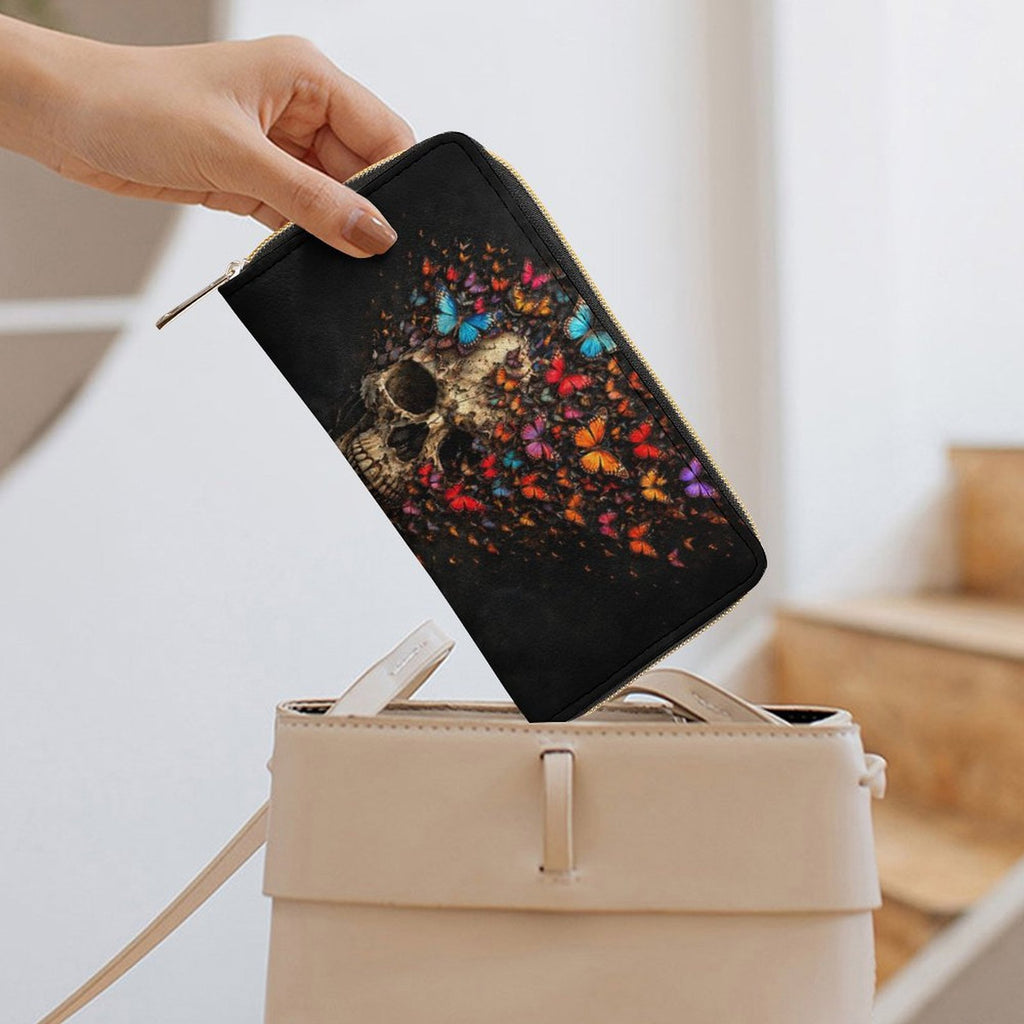 Skull Butterfly Leather Wallet